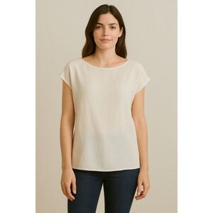 GILLI Women's White Twist Front Short Sleeve Casual Top Size S